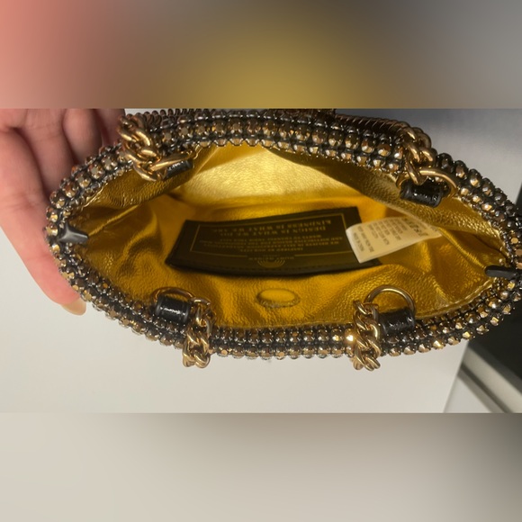 Kurt Geiger NWOT Gold Crystal Mesh Evening Bag with Chain Strap - Picture 3 of 6